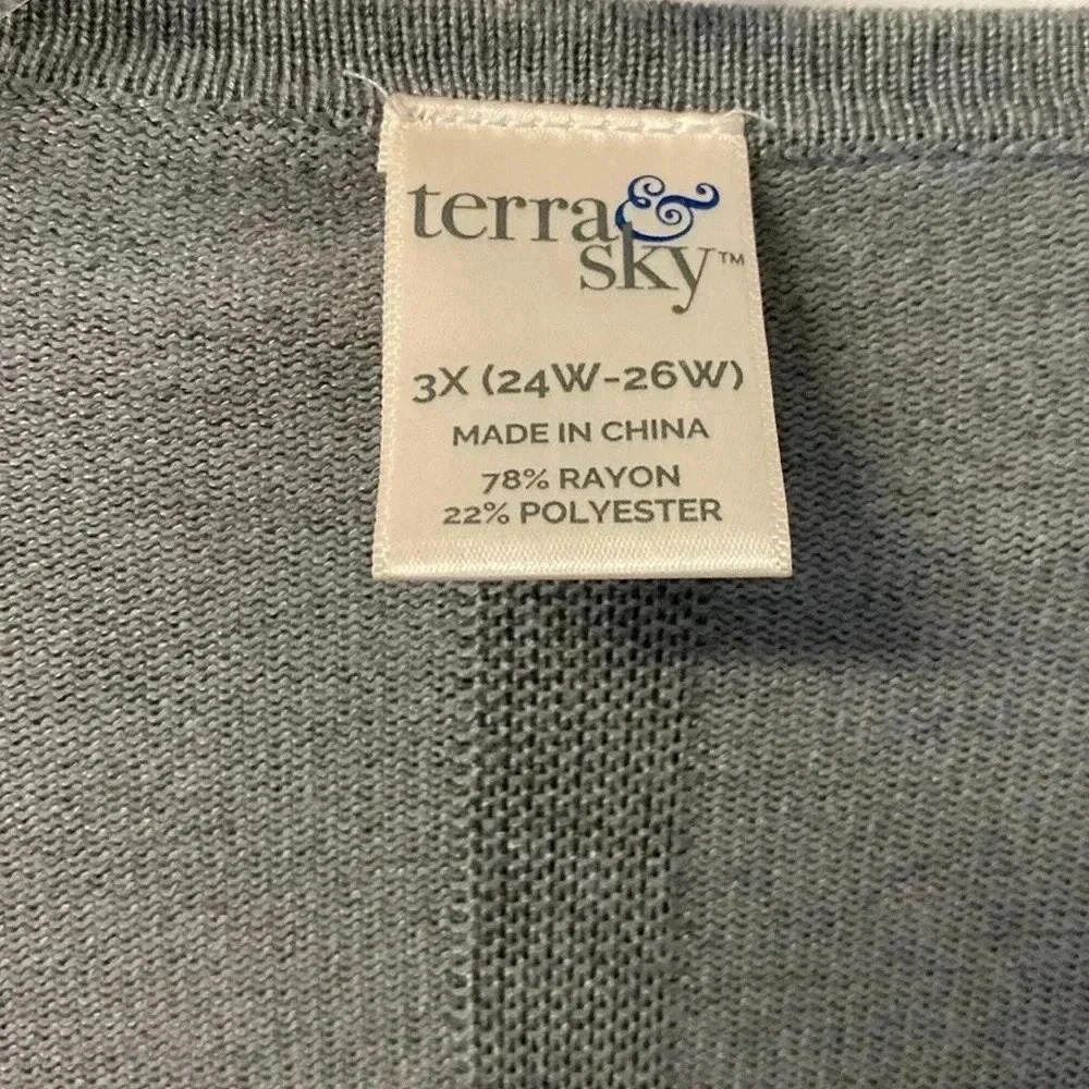 Cardigan Terra & Sky Women's 3x 22/24 Gray Cardigan Sweater for Spring Time - Picture 3 of 8